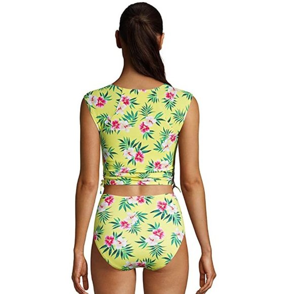 Lands End Women's Modest Adjustable High Neck Bikini Top Size 2 $70 9B386 - Picture 2 of 2